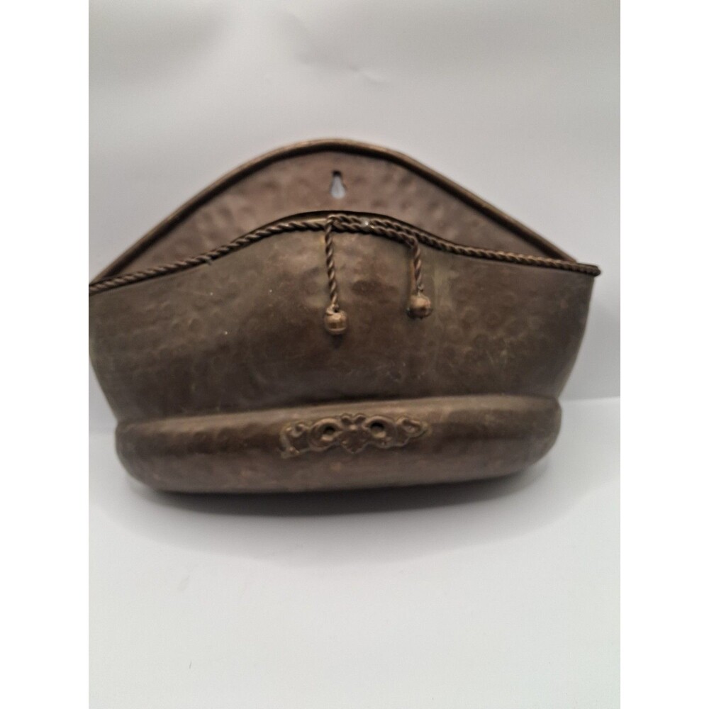 Hosley Solid Brass Oblong Wall Pocket Planter Rope Detail India #BS46402